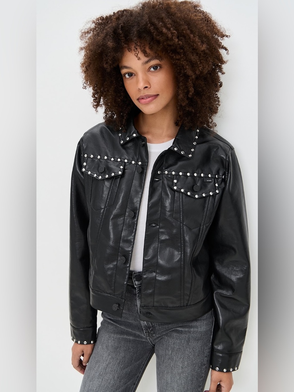 NWT MOTHER The Bruiser Faux Leather Biker Jacket